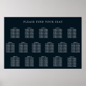 Navy Blue Wedding 16 Table Seating Chart ポスター (正面)