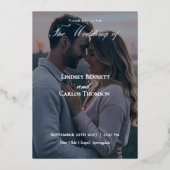 Navy Blue Wedding Invitation with Details 箔招待状 (正面)