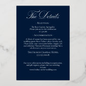 Navy Blue Wedding Invitation with Details 箔招待状 (裏面)