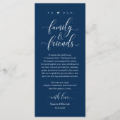 Navy Blue Wedding Place Setting Thank You Card プログラム (正面)