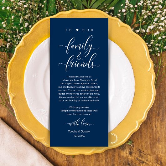 Navy Blue Wedding Place Setting Thank You Card プログラム