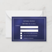 Navy blue wedding response RSVP ノートカード (正面)