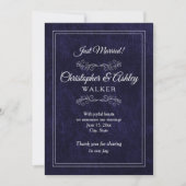 Navy Blue White 2 Sided Photo Wedding Announcement (正面)