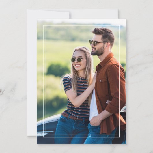 Navy Blue White 2 Sided Photo Wedding Announcement (裏面)