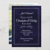 Navy Blue White 2 Sided Photo Wedding Announcement (正面/裏面)