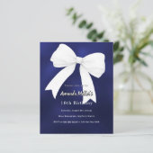 Navy blue white bow Birthday invitation (スタンド正面)