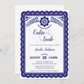 Navy Blue & White Cielito Lindo Talave Baby Shower 招待状 (正面/裏面)