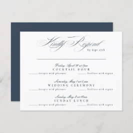 Navy Blue White Classic Calligraphy multi-event 出欠カード
