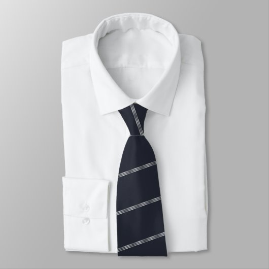 Navy Blue & White Classic Elegant Stripe  ネクタイ (タイ)