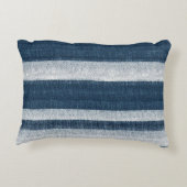 Navy Blue White Denim Jean Stripes アクセントクッション (裏面)