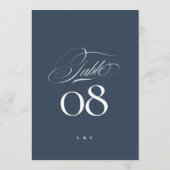 Navy Blue White Elegant Wedding 5 x 7 Table Number 招待状 (裏面)