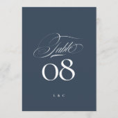 Navy Blue White Elegant Wedding 5 x 7 Table Number 招待状 (正面)