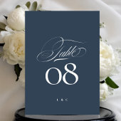 Navy Blue White Elegant Wedding 5 x 7 Table Number 招待状