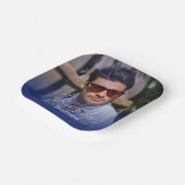 Navy Blue White Gradient Photo Birthday Dinner ペーパープレート (傾斜あり)