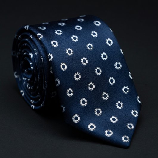 Navy Blue & White Polka Dot ネクタイ