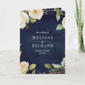 Navy Blue White Roses Mason Jar QR Code Wedding 招待状 (正面)