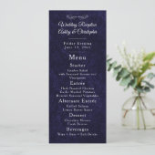 Navy Blue White Script Wedding Reception  メニュー (スタンド正面)