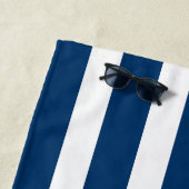 Navy Blue White Striped Beach Towel with Name ビーチタオル (インサイチュ)