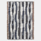 Navy Blue White Stripes スローブランケット (正面縦)