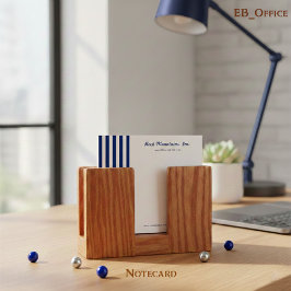 Navy Blue White Stripes Boutique Professional  ノートカード
