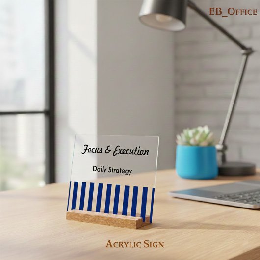 Navy Blue White Stripes Professional Motivational アクリルサイン