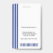 Navy Blue White Stripes | Professional Photo ID バッジ (裏面)