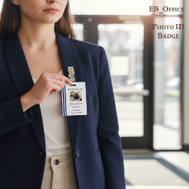 Navy Blue White Stripes | Professional Photo ID バッジ