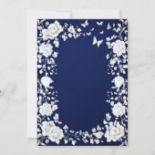 Navy Blue & White Toile Floral Kentucky Derby Invi 招待状 (裏面)