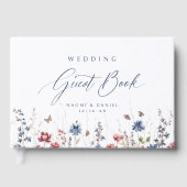 Navy Blue Wildflower Field Rustic Wedding ゲストブック (正面)