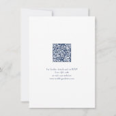 Navy Blue Wildflower Rustic QR code Details ノートカード (裏面)
