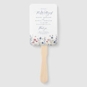 Navy Blue Wildflower Rustic Wedding Programs ハンドファン (正面)