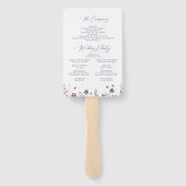 Navy Blue Wildflower Rustic Wedding Programs ハンドファン (裏面)