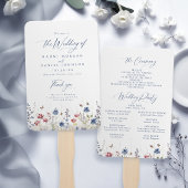 Navy Blue Wildflower Rustic Wedding Programs ハンドファン