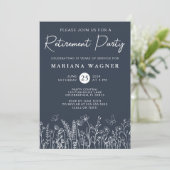 Navy Blue Wildflowers Retirement Party Invitation 招待状 (スタンド正面)