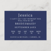 Navy Blue Will You Be My Bridesmaid Proposal Card 招待状 (裏面)