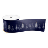 Navy Blue Winter Christmas Pine Tree Topper Star  サテンリボン (リール)