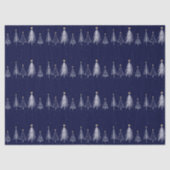 Navy Blue Winter Christmas Pine Trees Star 薄葉紙 (正面)