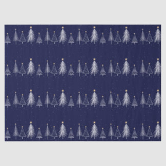 Navy Blue Winter Christmas Pine Trees Star  薄葉紙