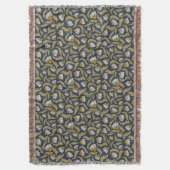 Navy Blue with Coneflowers Floral スローブランケット (正面縦)