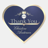 Navy Blue with Gold Frame Logo Monogram Thank You ハートシール (正面)