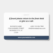 Navy Blue with Logo Photo Pronouns Employee ID バッジ (裏面)