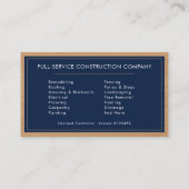 Navy Blue Wood Building Construction Business Card 名刺 (裏面)