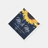 Navy Blue Wood String Lights Sunflower Wedding スタンダードカクテルナプキン (角)