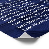 Navy Blue Wood Sunflower Wedding Seating Chart 12 ポスター (角)