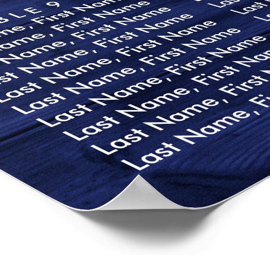 Navy Blue Wood Sunflower Wedding Seating Chart 12 ポスター (角)