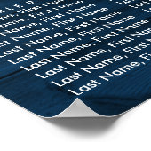 Navy Blue Wood Sunflower Wedding Seating Chart 12 ポスター (角)