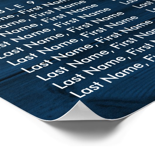 Navy Blue Wood Sunflower Wedding Seating Chart 12 ポスター (角)