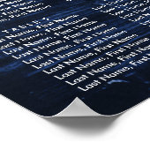 Navy Blue Wood Sunflower Wedding Seating Chart 8 ポスター (角)