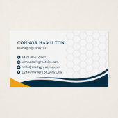 Navy Blue & Yellow Modern Corporate Business Card (正面)