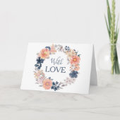 Navy & Blush Floral Wreath All-Occasion With Love カード (正面)